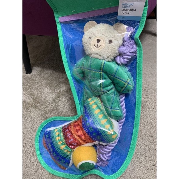 Boots & Barkley Medium/Large Stocking & Dog Toy Set - Bear Balls Rope Bone - Picture 3 of 6